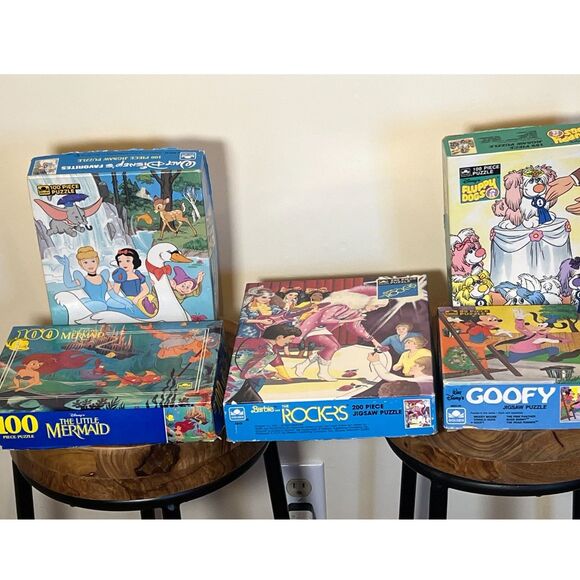 Disney Other - Lot of 5 Vintage Puzzles - Disney & Barbie